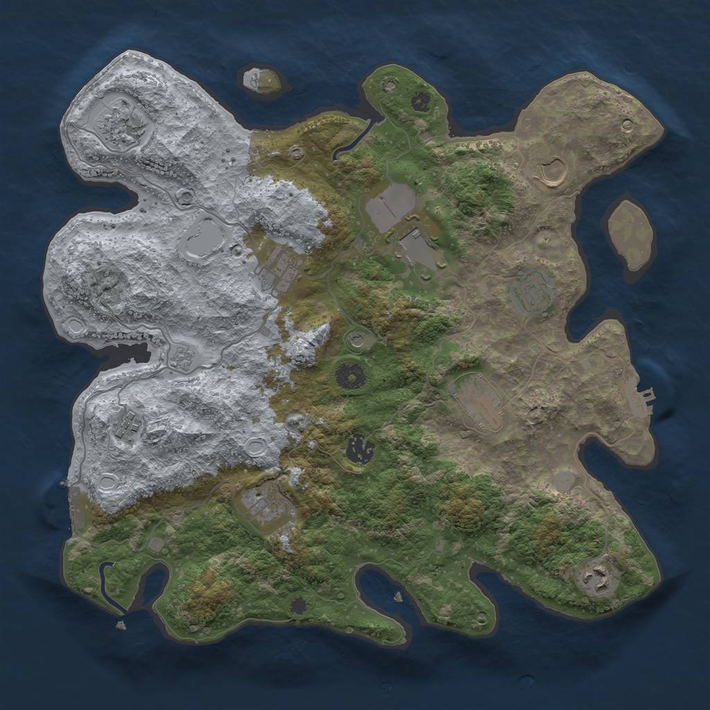 Rust Map: Procedural Map, Size: 3700, Seed: 1599489720, 17 Monuments