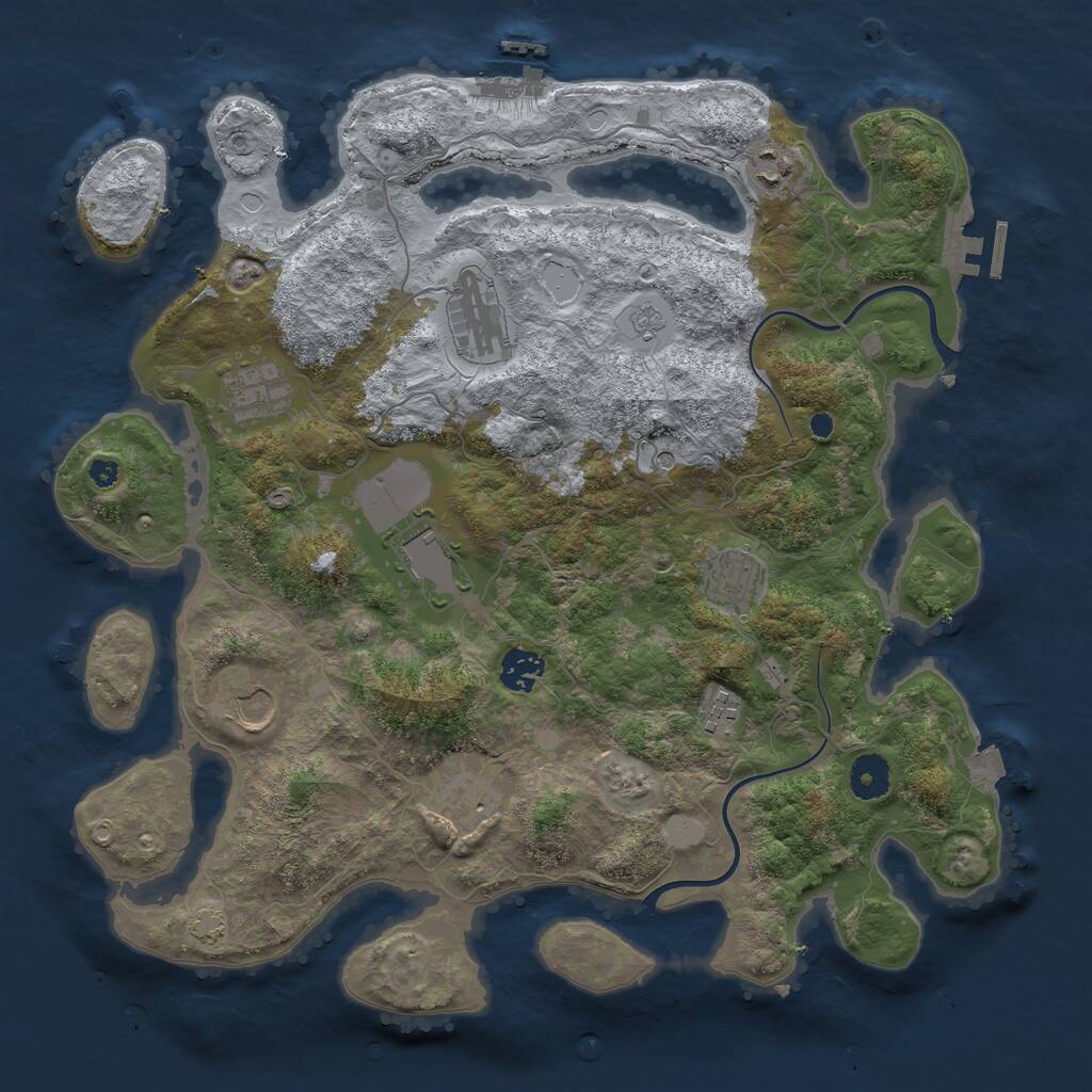 Rust Map: Procedural Map, Size: 3800, Seed: 2662595, 15 Monuments