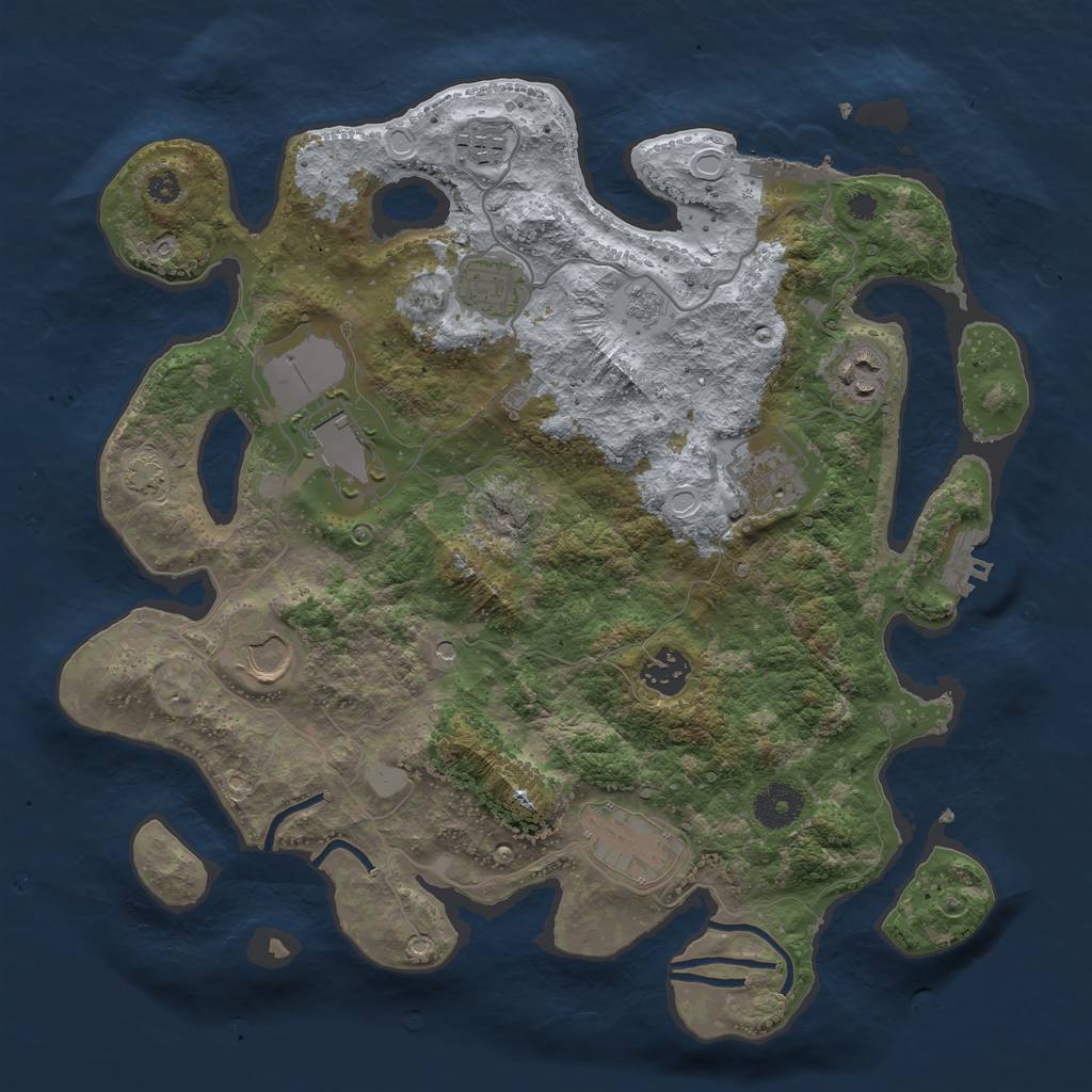 Rust Map: Procedural Map, Size: 3500, Seed: 57509950, 16 Monuments
