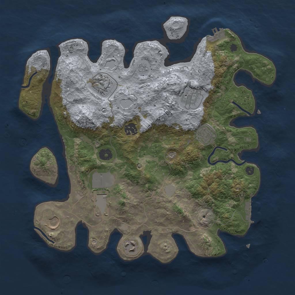 Rust Map: Procedural Map, Size: 3500, Seed: 28684436, 14 Monuments