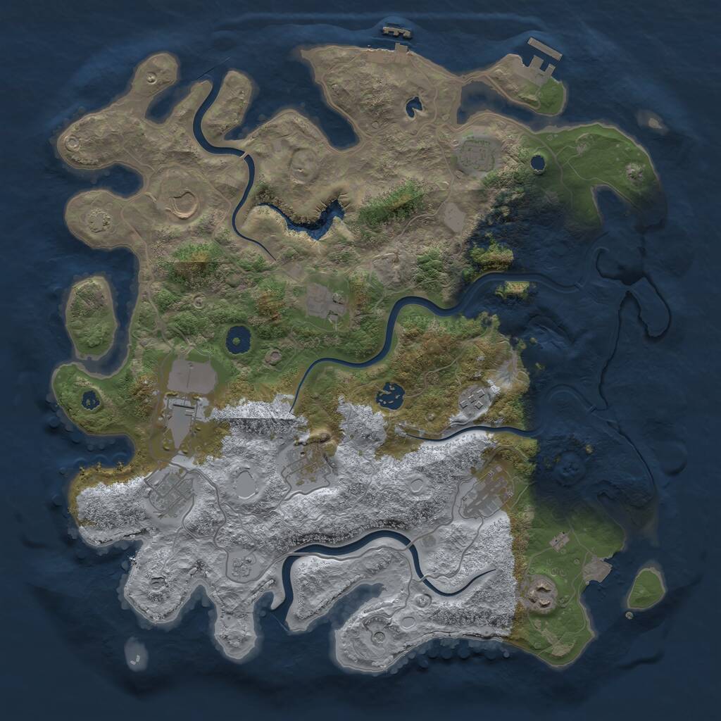 Rust Map: Procedural Map, Size: 4000, Seed: 408068580, 16 Monuments