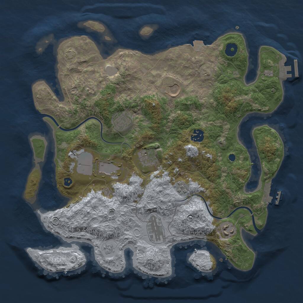 Rust Map: Procedural Map, Size: 3500, Seed: 52699307, 13 Monuments