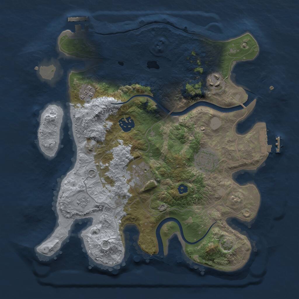 Rust Map: Procedural Map, Size: 3000, Seed: 1253847611, 11 Monuments