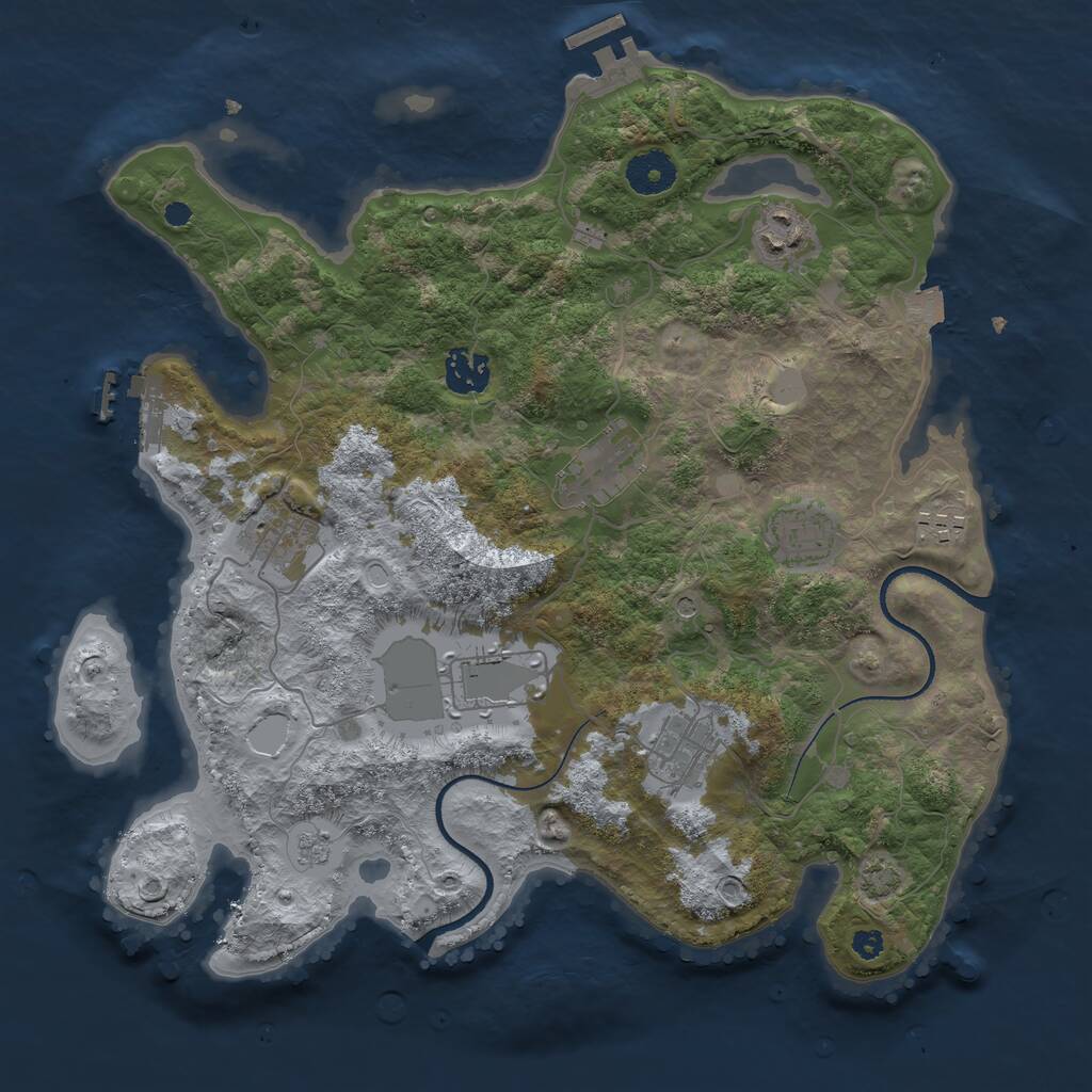 Rust Map: Procedural Map, Size: 3500, Seed: 168681, 14 Monuments