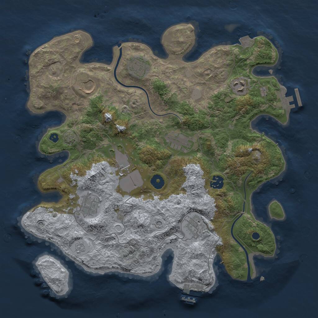 Rust Map: Procedural Map, Size: 3500, Seed: 116854289, 14 Monuments