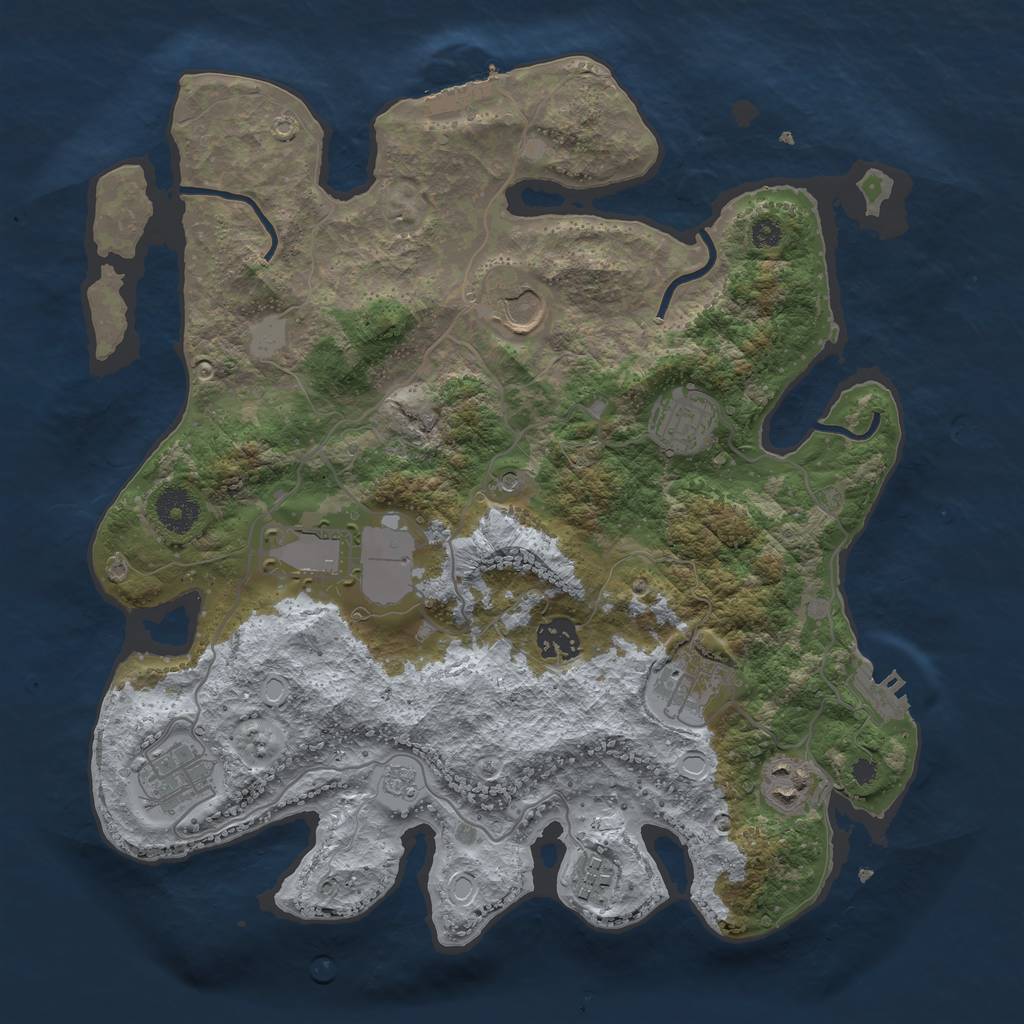 Rust Map: Procedural Map, Size: 3500, Seed: 2906, 15 Monuments