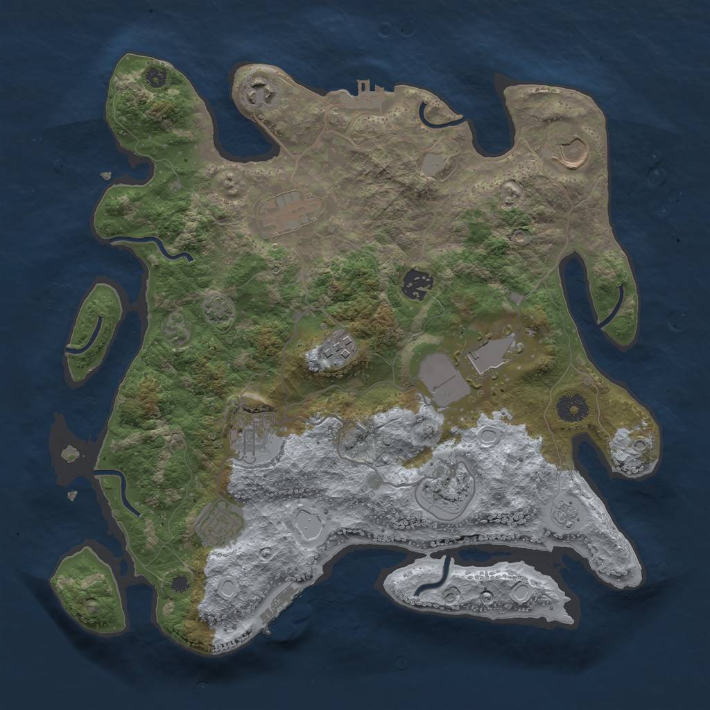 Rust Map: Procedural Map, Size: 3500, Seed: 4236956, 16 Monuments