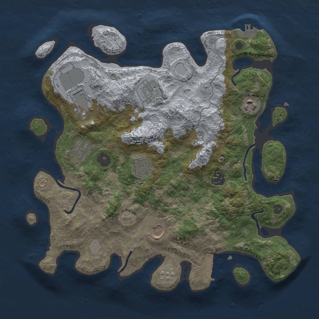 Rust Map: Procedural Map, Size: 3500, Seed: 64179961, 17 Monuments