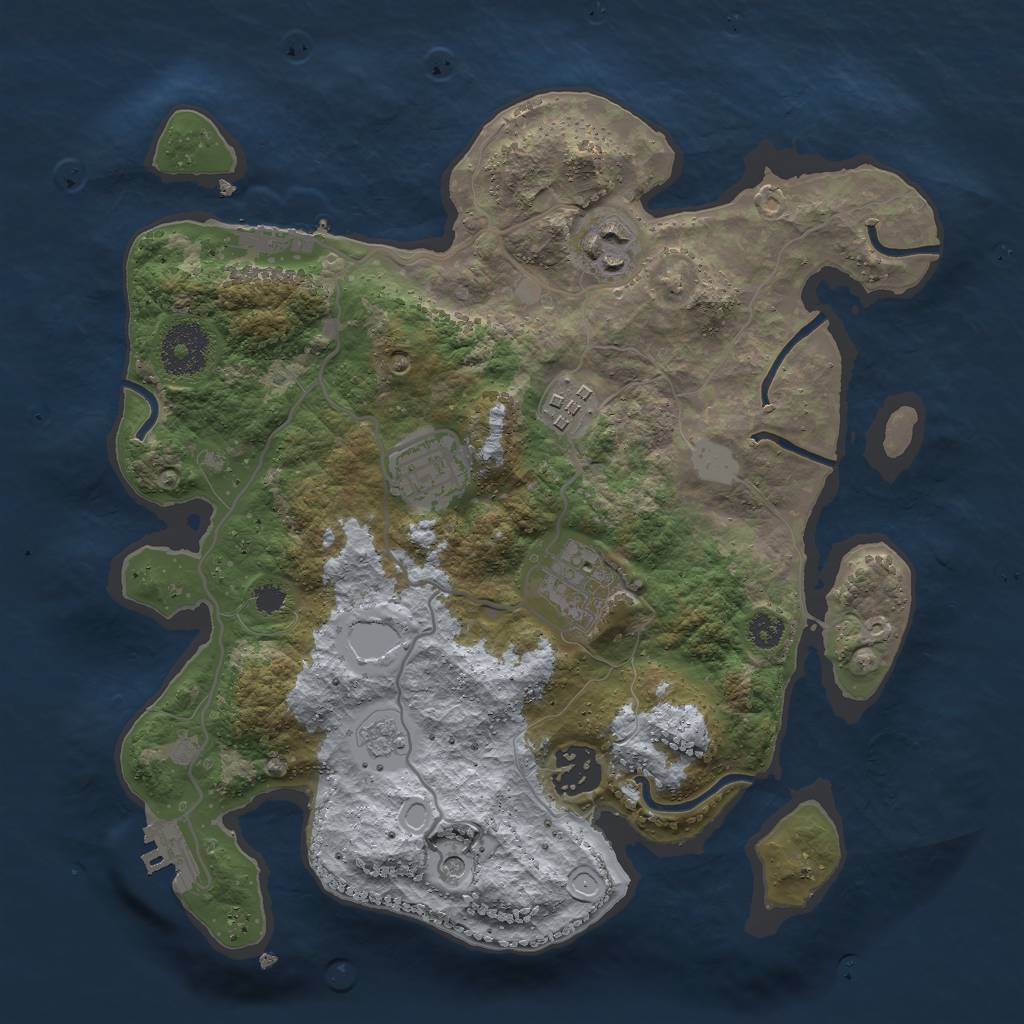Rust Map: Procedural Map, Size: 3000, Seed: 940448394, 12 Monuments