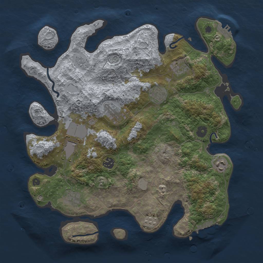 Rust Map: Procedural Map, Size: 3500, Seed: 53795111, 15 Monuments
