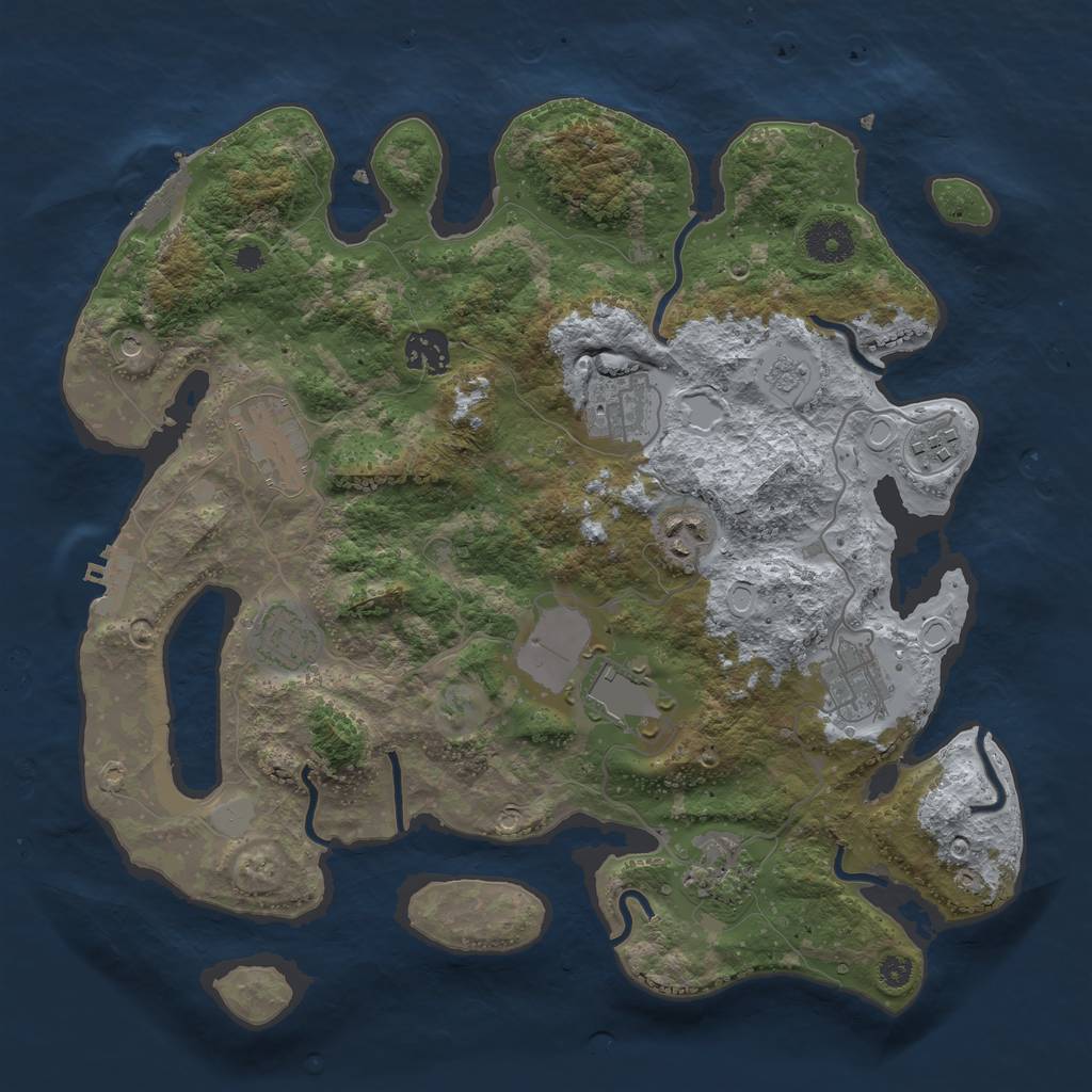 Rust Map: Procedural Map, Size: 3500, Seed: 33215239, 16 Monuments