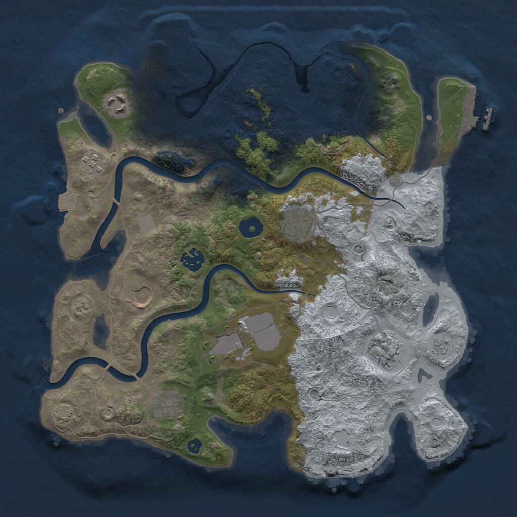 Rust Map: Procedural Map, Size: 3500, Seed: 18944727, 14 Monuments