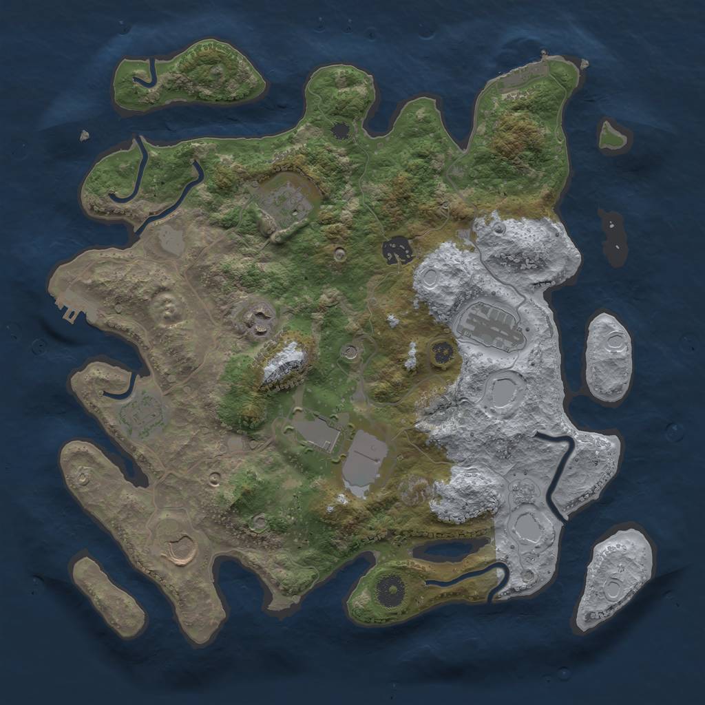 Rust Map: Procedural Map, Size: 3500, Seed: 202301106, 16 Monuments