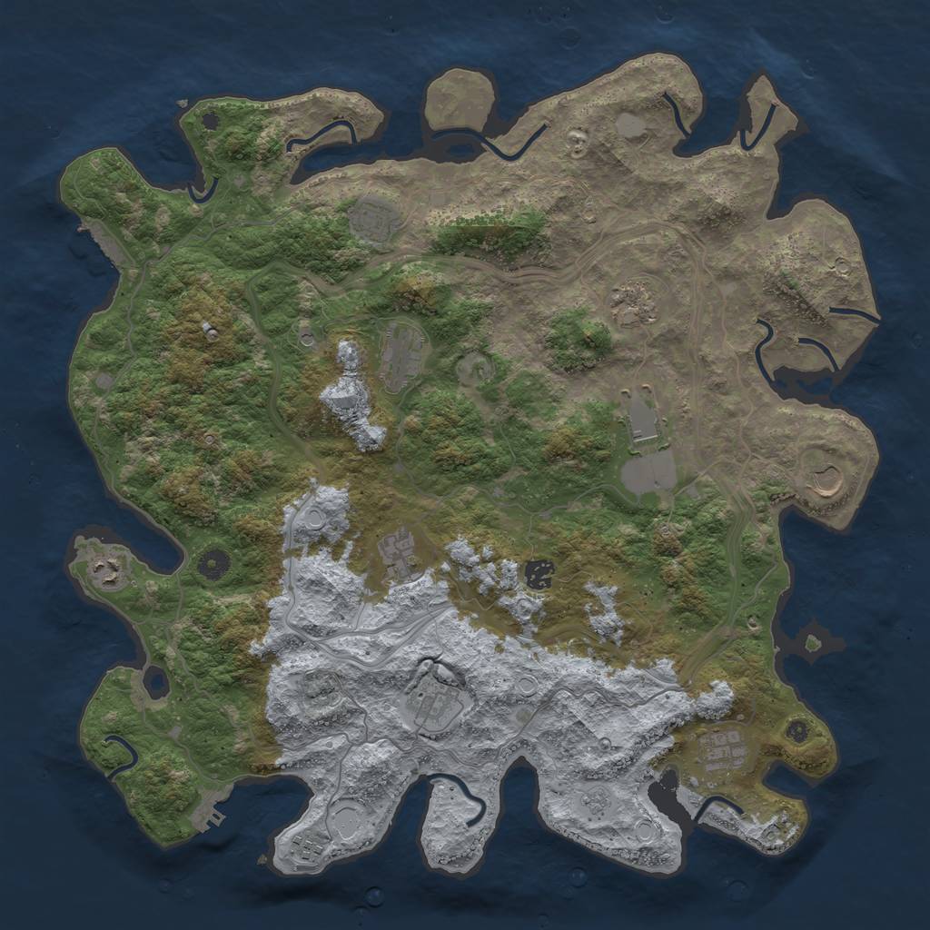 Rust Map: Procedural Map, Size: 4500, Seed: 860968246, 20 Monuments