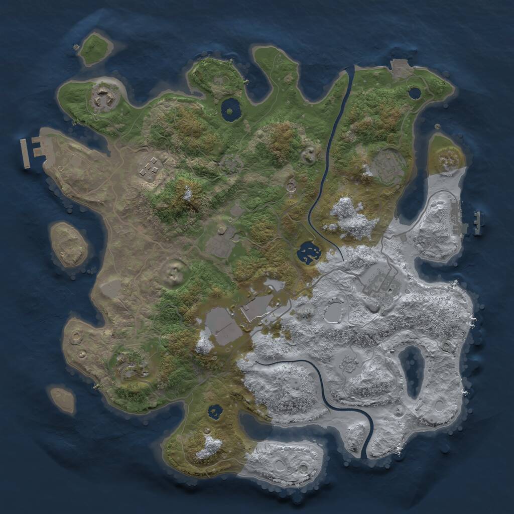 Rust Map: Procedural Map, Size: 3500, Seed: 43321, 14 Monuments