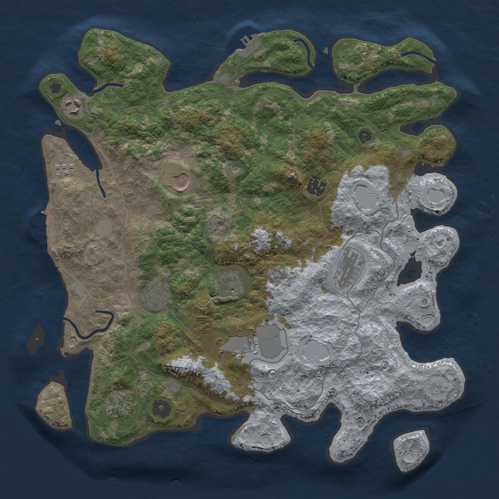 Rust Map: Procedural Map, Size: 4000, Seed: 1052153387, 16 Monuments