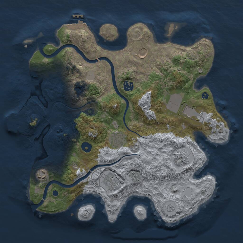 Rust Map: Procedural Map, Size: 3500, Seed: 23291391, 14 Monuments