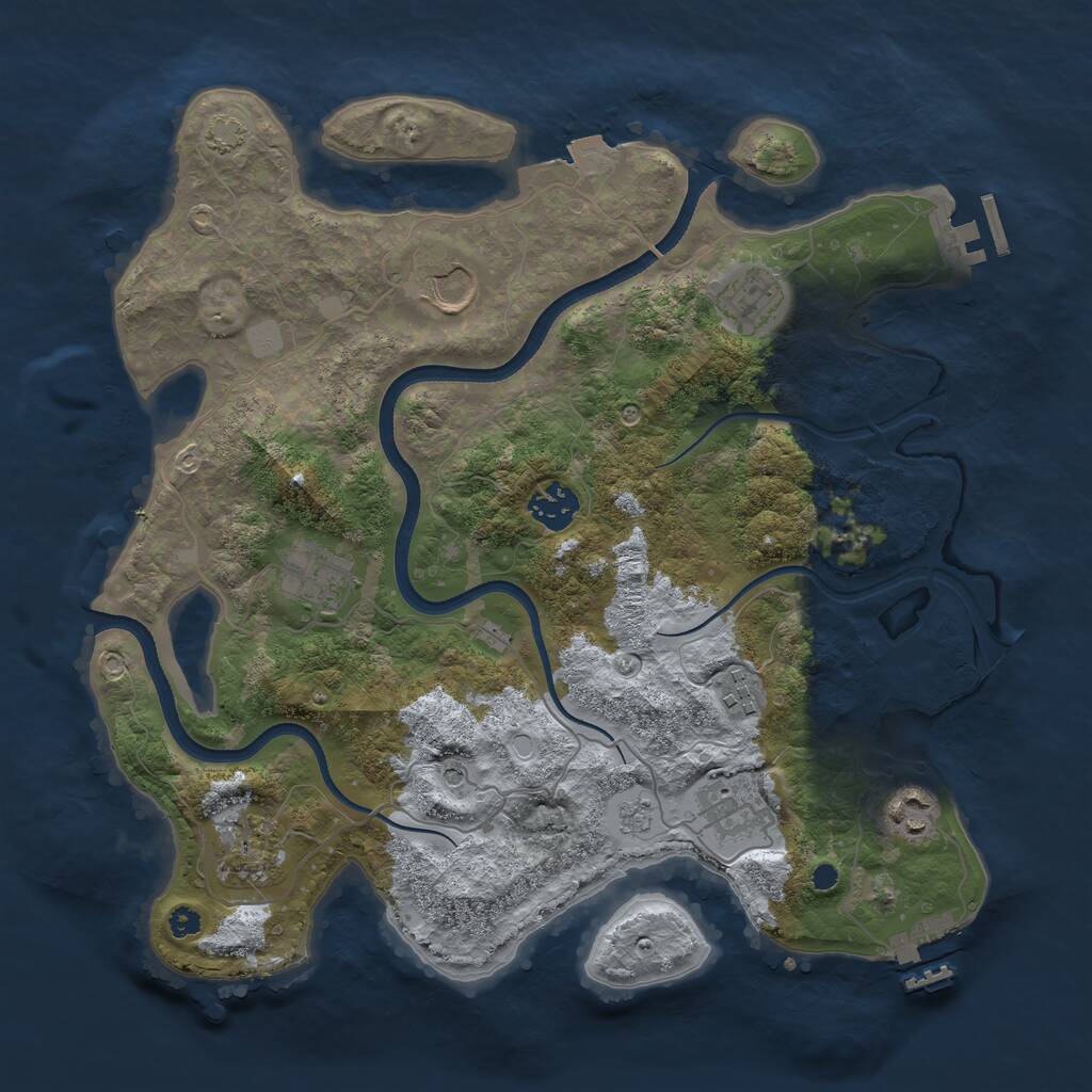 Rust Map: Procedural Map, Size: 3500, Seed: 13764174, 14 Monuments