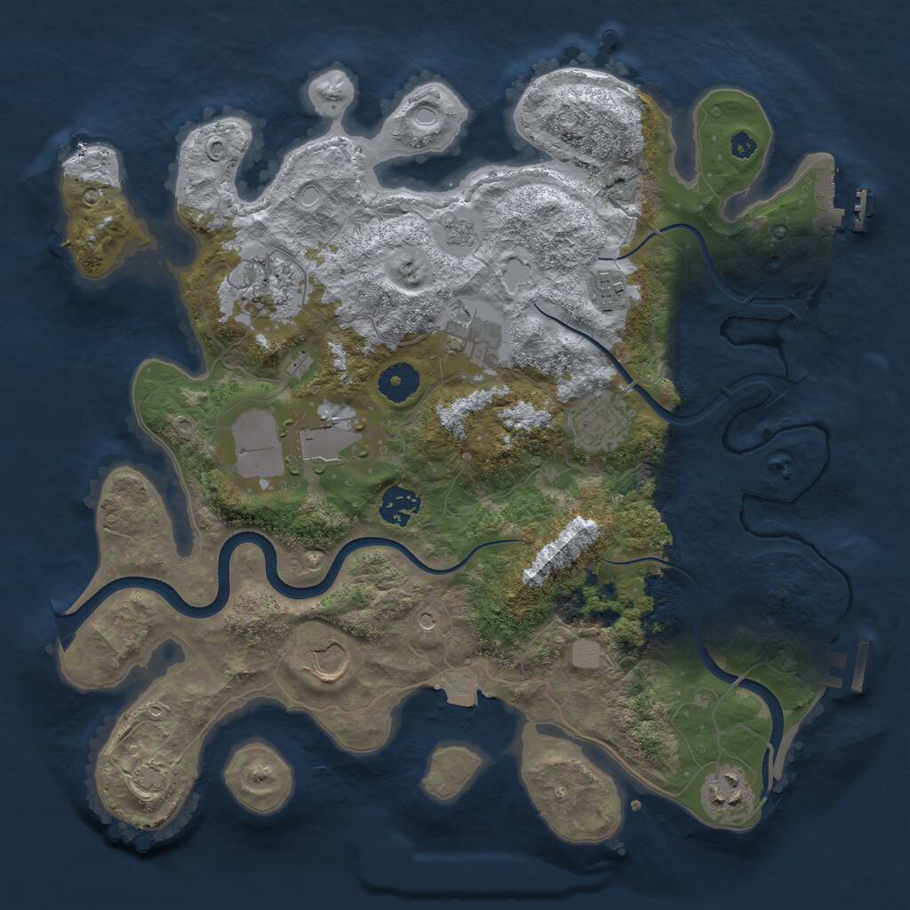 Rust Map: Procedural Map, Size: 3500, Seed: 37991537, 14 Monuments