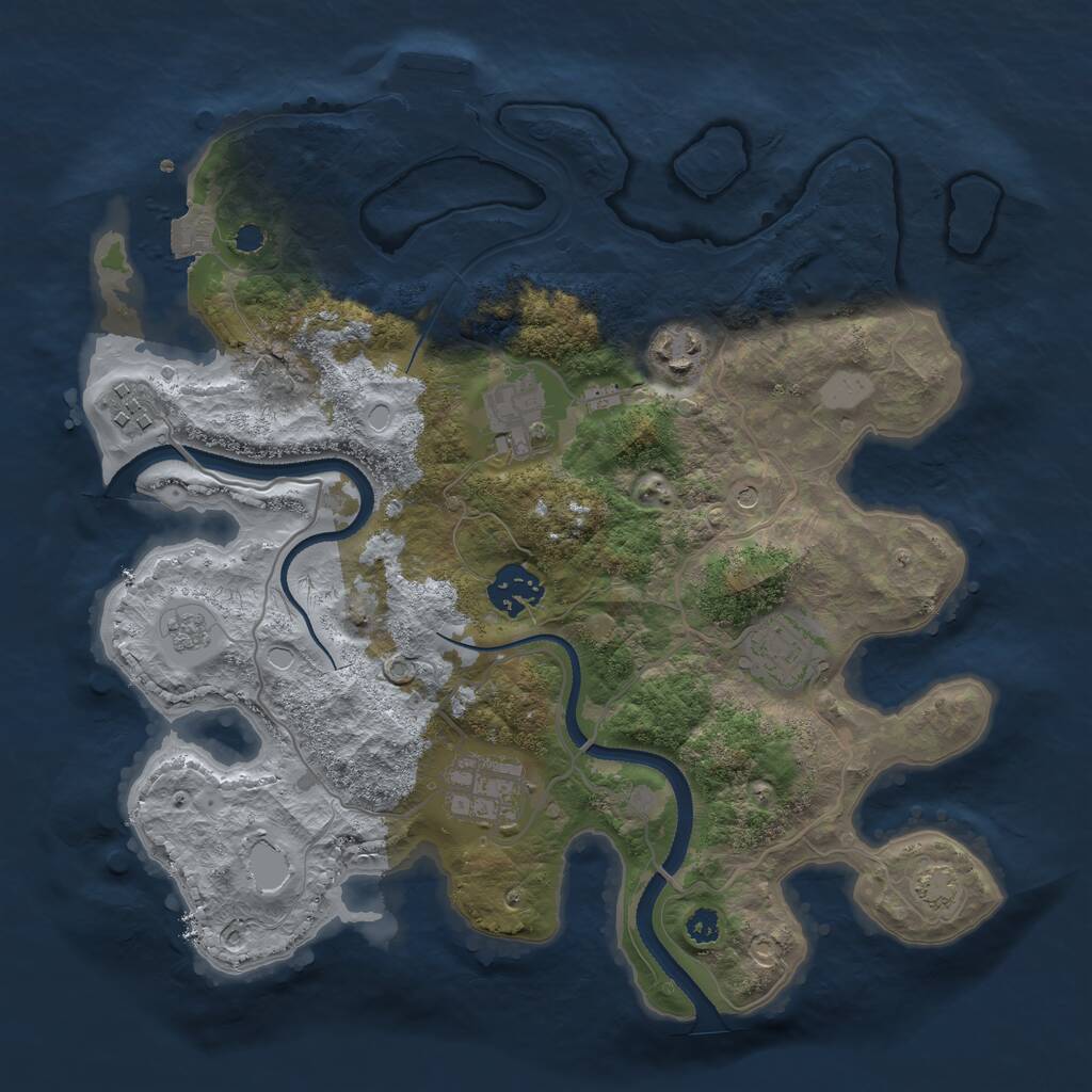 Rust Map: Procedural Map, Size: 3200, Seed: 27452186, 11 Monuments
