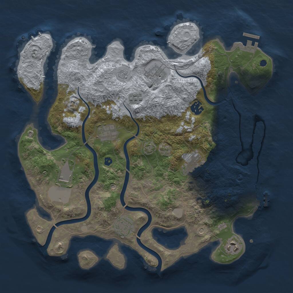 Rust Map: Procedural Map, Size: 3500, Seed: 59439814, 14 Monuments
