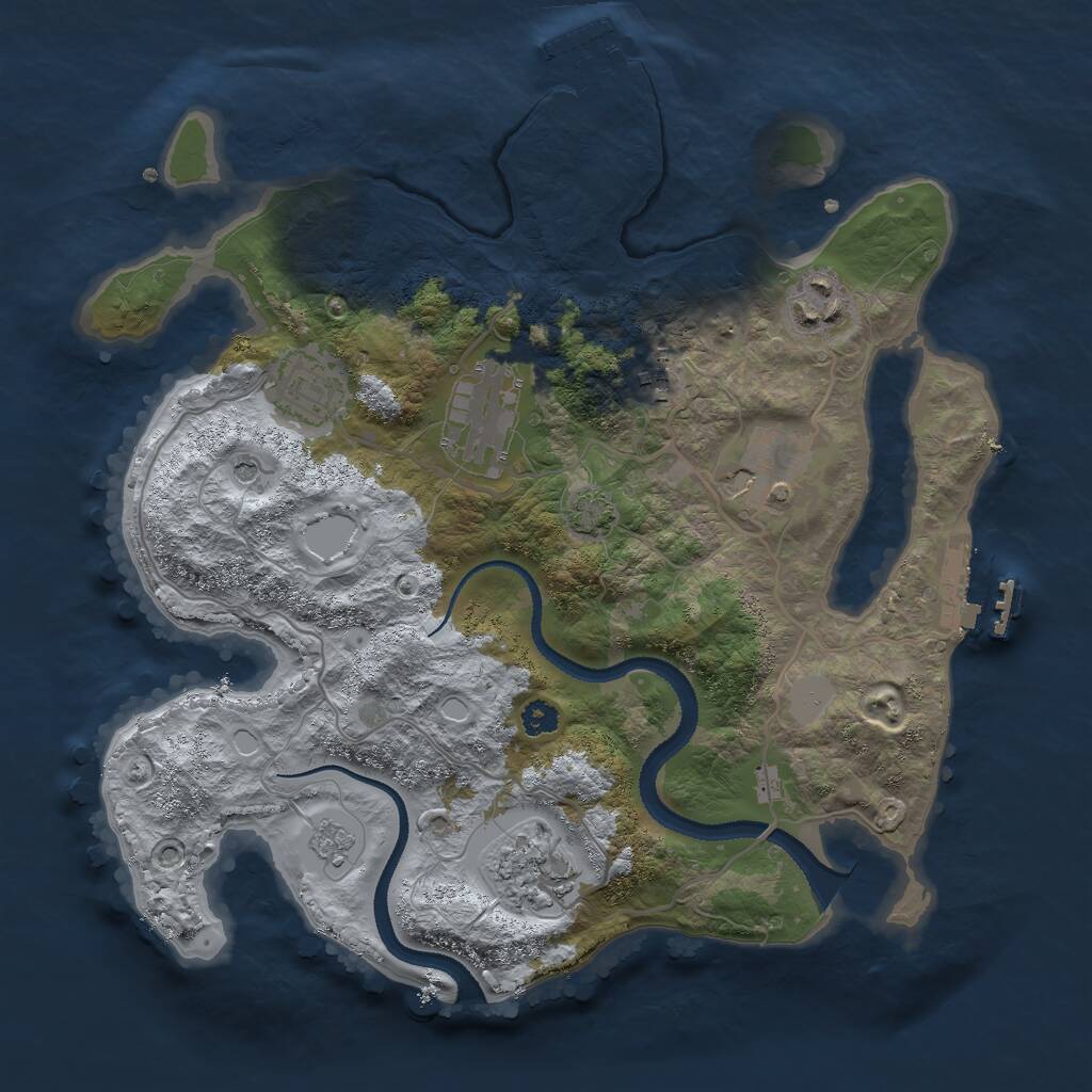 Rust Map: Procedural Map, Size: 3000, Seed: 342087265, 12 Monuments