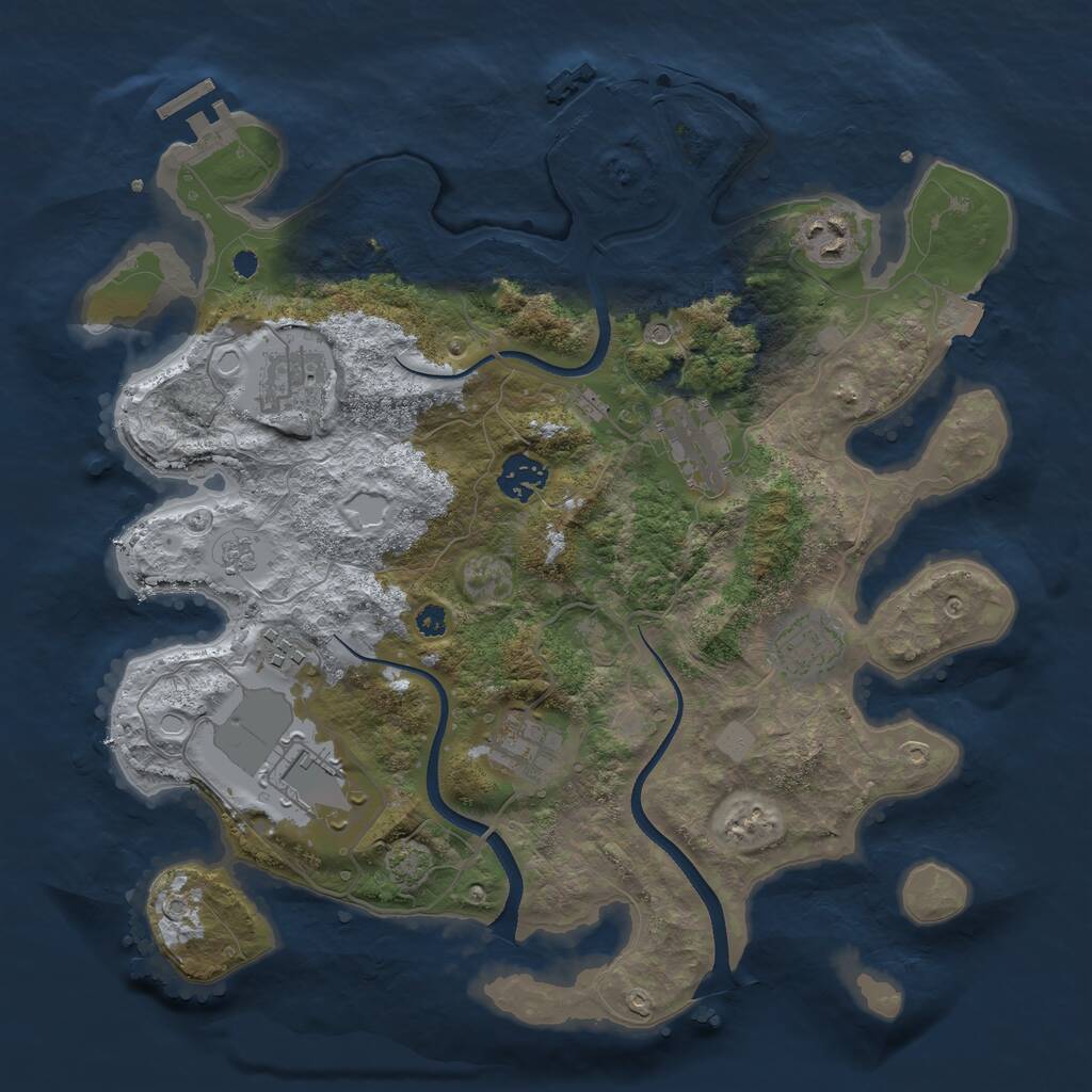 Rust Map: Procedural Map, Size: 3500, Seed: 28724116, 14 Monuments