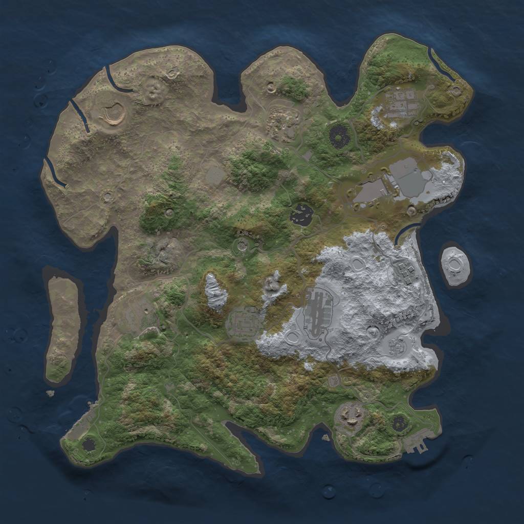 Rust Map: Procedural Map, Size: 3500, Seed: 1310838847, 17 Monuments