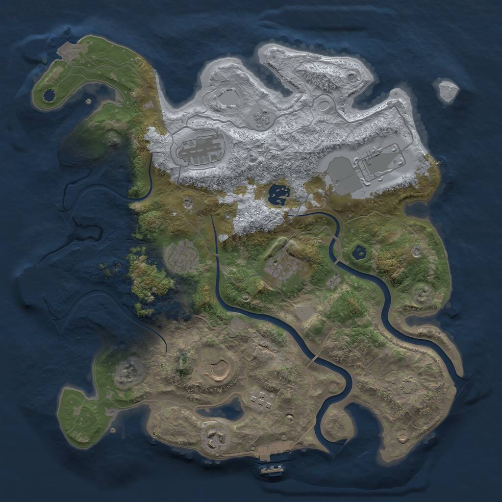 Rust Map: Procedural Map, Size: 3500, Seed: 594776119, 14 Monuments