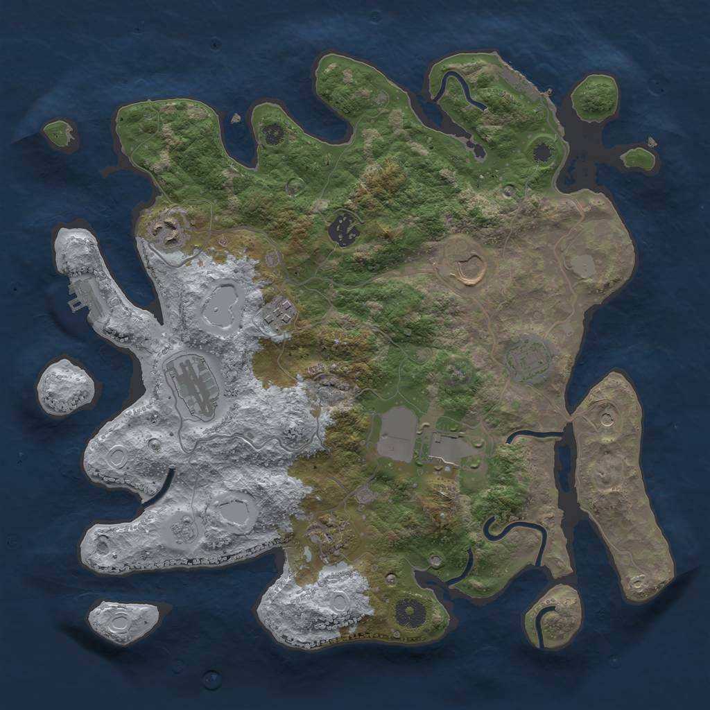 Rust Map: Procedural Map, Size: 3500, Seed: 33556537, 15 Monuments