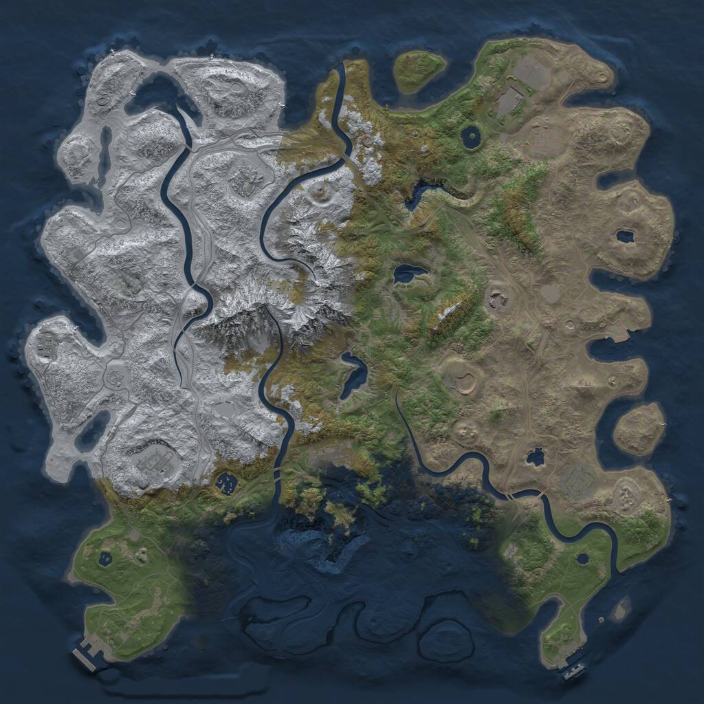 Rust Map: Procedural Map, Size: 5000, Seed: 783452, 16 Monuments