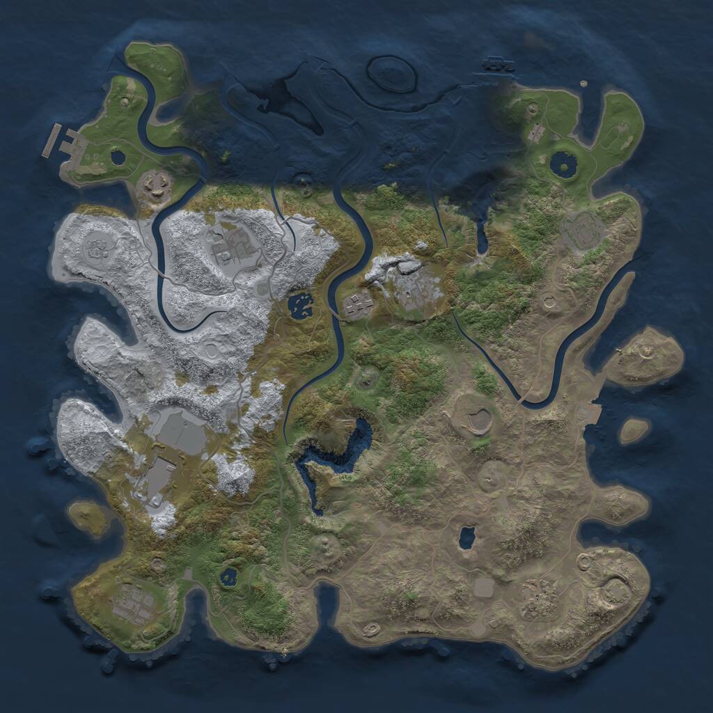 Rust Map: Procedural Map, Size: 4000, Seed: 20230105, 16 Monuments