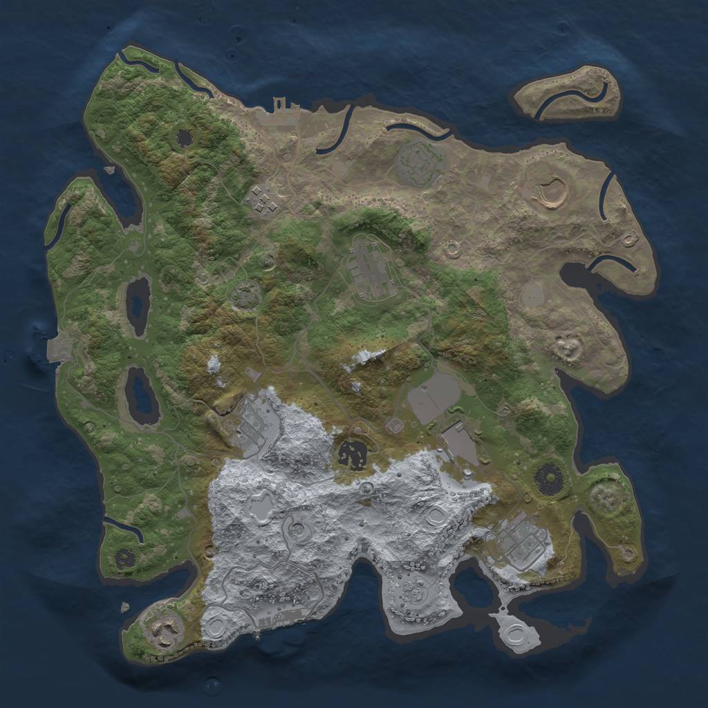 Rust Map: Procedural Map, Size: 3500, Seed: 1503986876, 17 Monuments