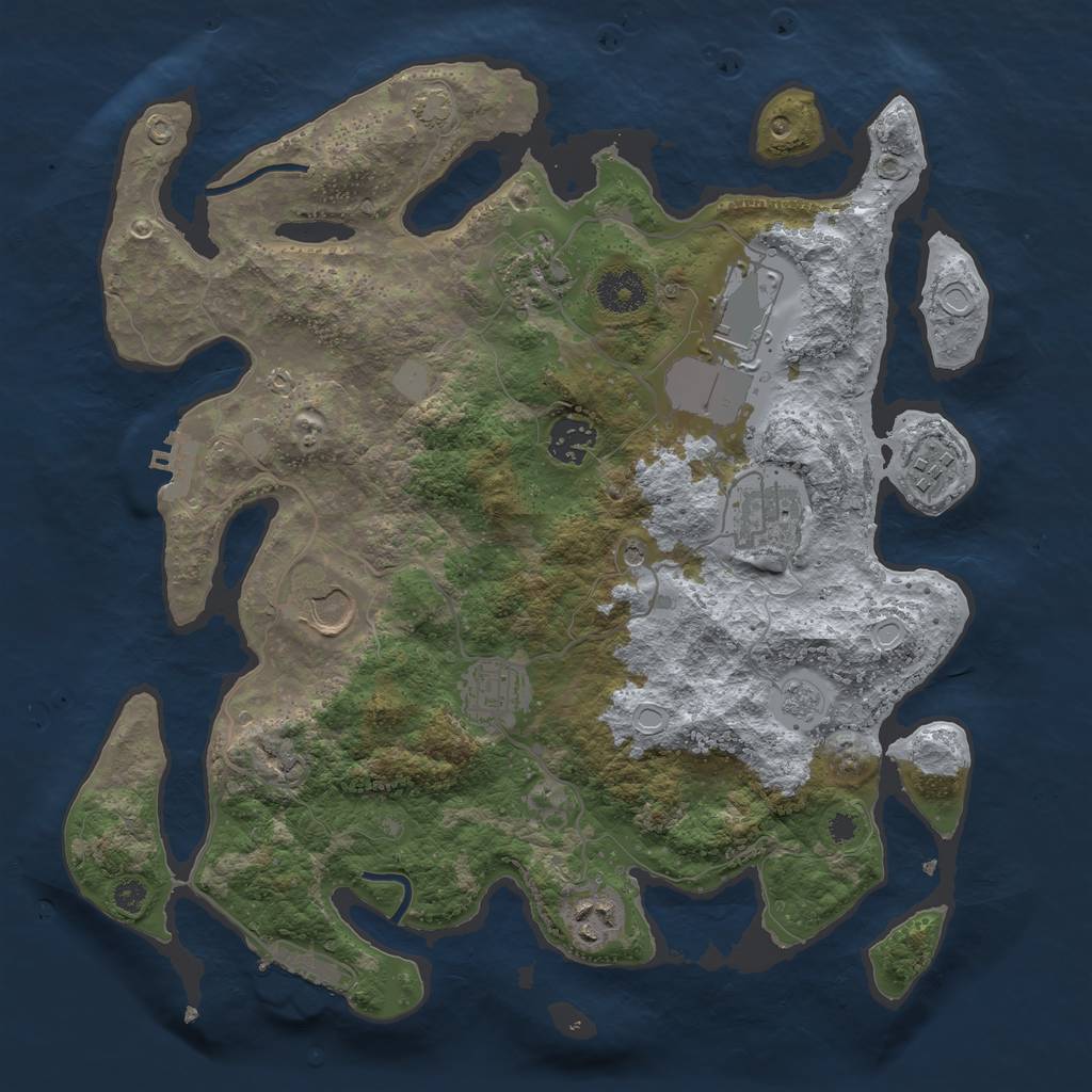 Rust Map: Procedural Map, Size: 3500, Seed: 1052023, 16 Monuments