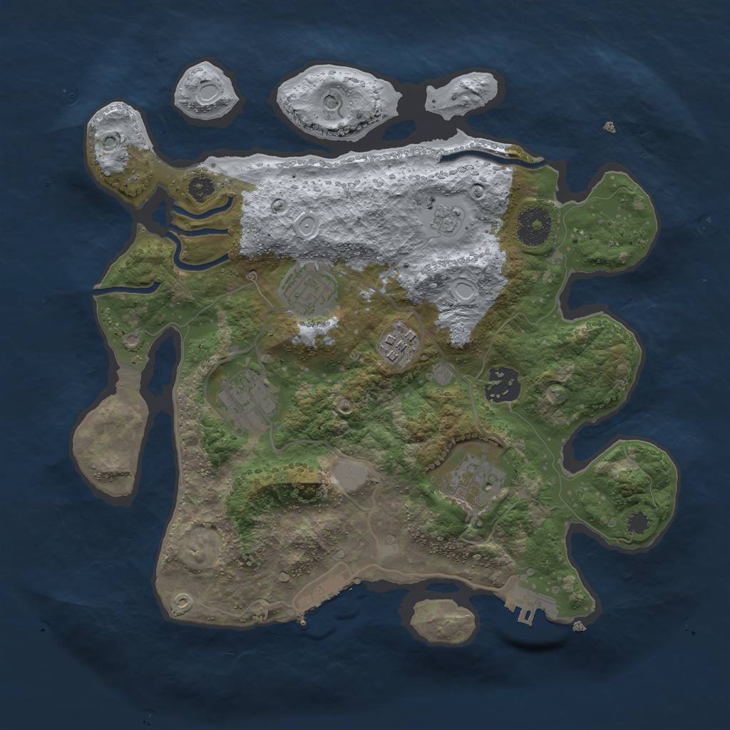 Rust Map: Procedural Map, Size: 3000, Seed: 153214309, 12 Monuments
