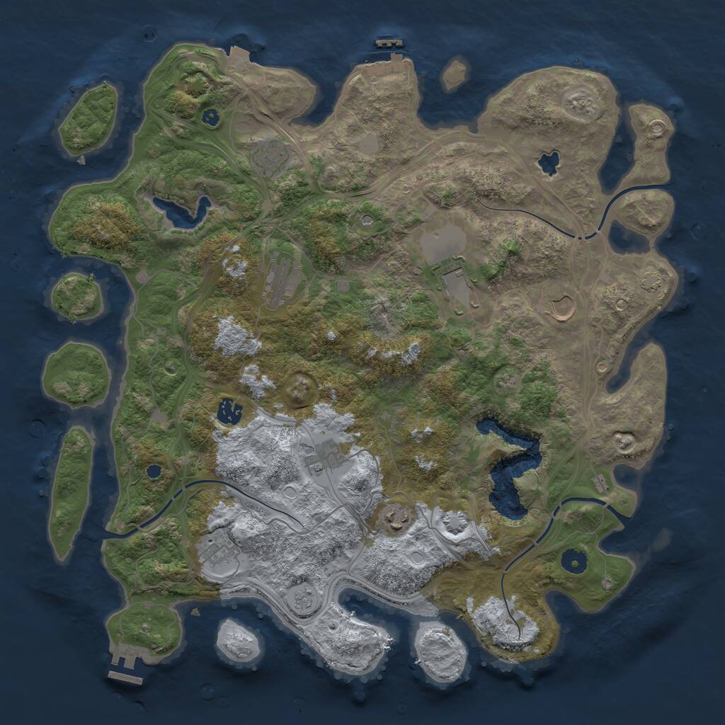 Rust Map: Procedural Map, Size: 4250, Seed: 293920018, 14 Monuments