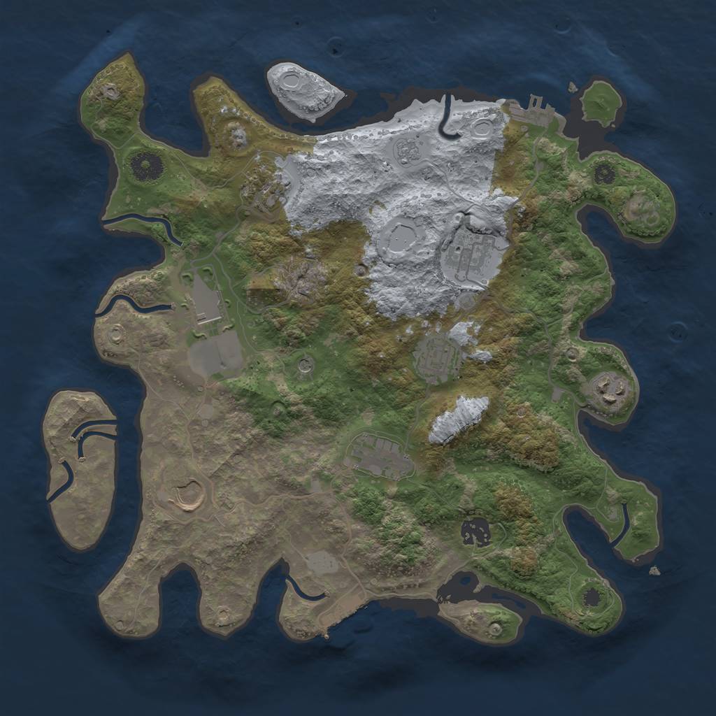 Rust Map: Procedural Map, Size: 3500, Seed: 687862681, 17 Monuments