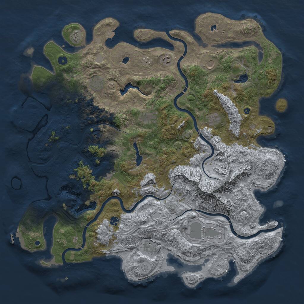 Rust Map: Procedural Map, Size: 5000, Seed: 87463, 16 Monuments