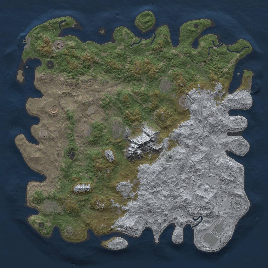 Rust Map: Procedural Map, Size: 5000, Seed: 1817452569, 19 Monuments