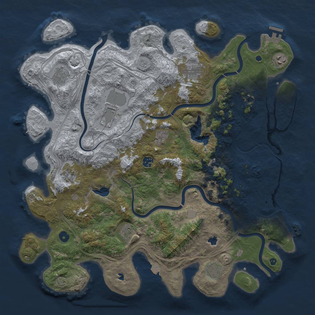 Rust Map: Procedural Map, Size: 4500, Seed: 768650, 16 Monuments