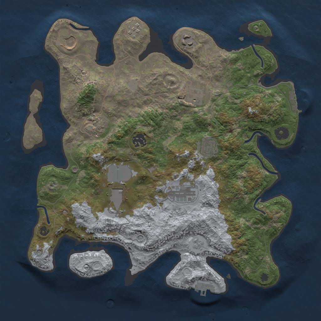 Rust Map: Procedural Map, Size: 3500, Seed: 94256797, 16 Monuments