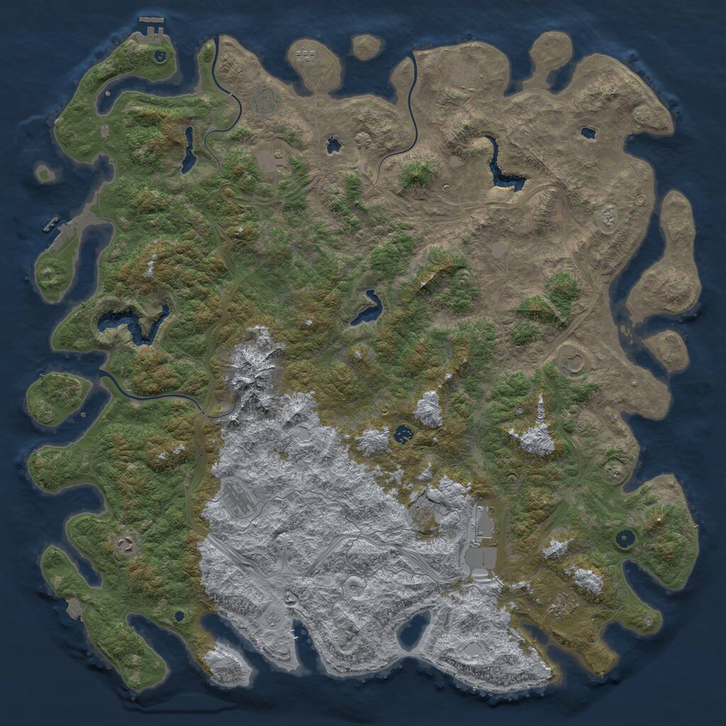Rust Map: Procedural Map, Size: 6000, Seed: 592, 17 Monuments