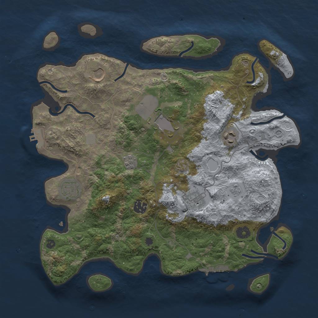 Rust Map: Procedural Map, Size: 3500, Seed: 12154214, 16 Monuments