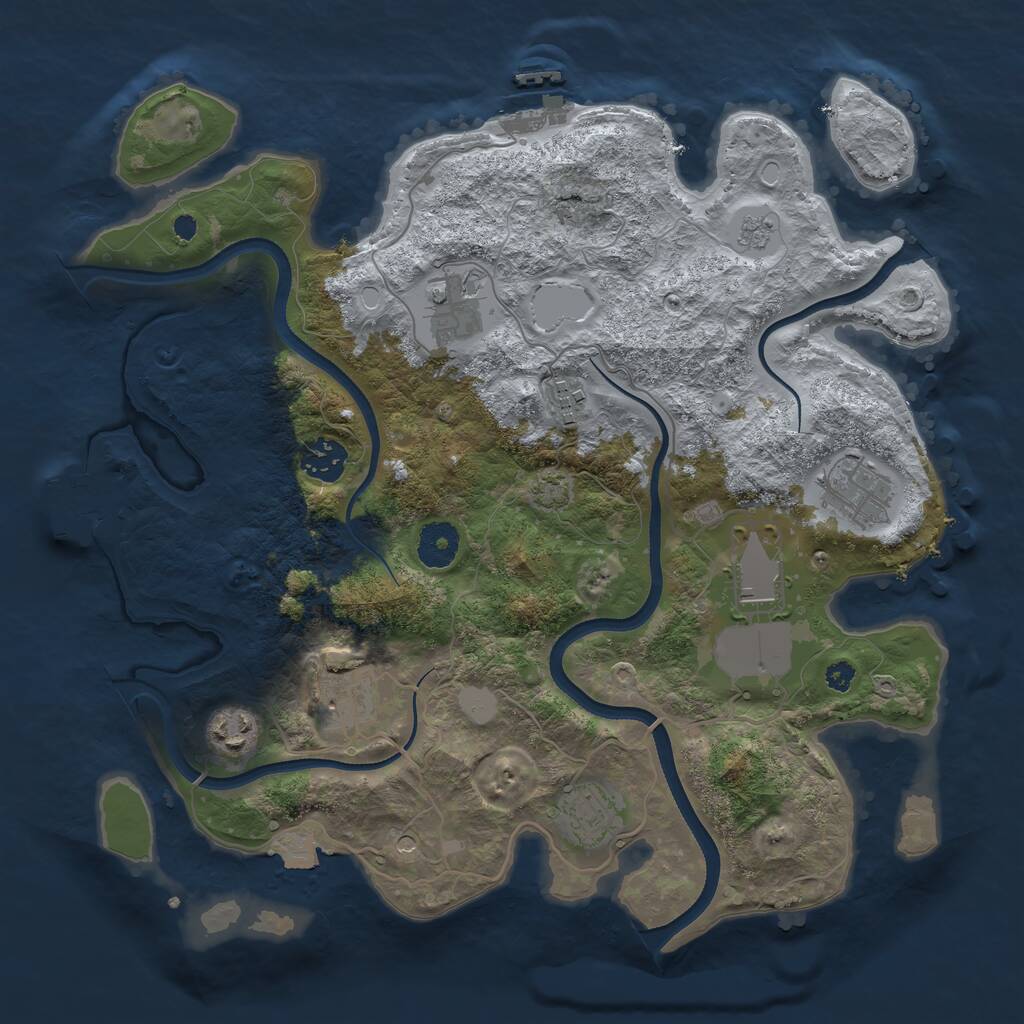 Rust Map: Procedural Map, Size: 3500, Seed: 716219536, 14 Monuments