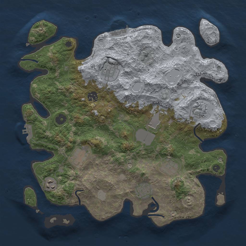Rust Map: Procedural Map, Size: 3500, Seed: 716219536, 17 Monuments