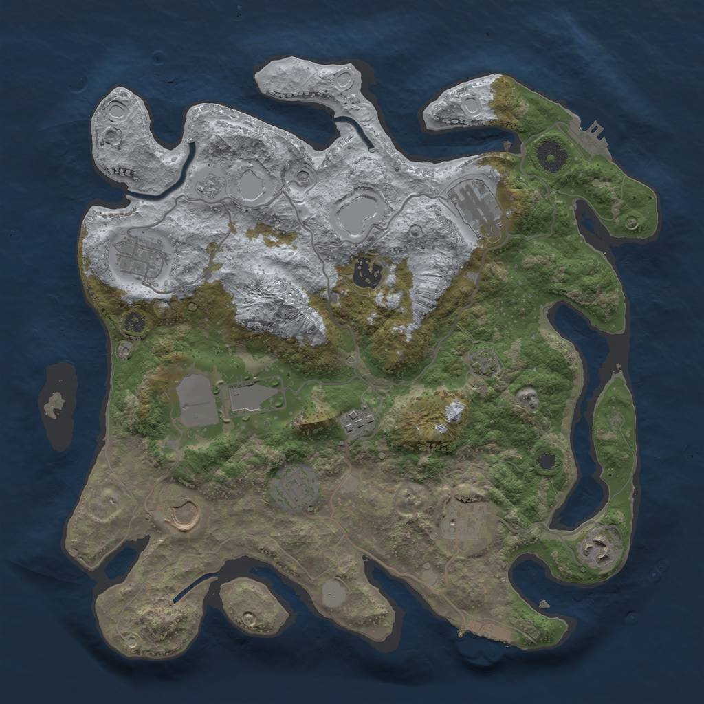 Rust Map: Procedural Map, Size: 3500, Seed: 477722424, 17 Monuments