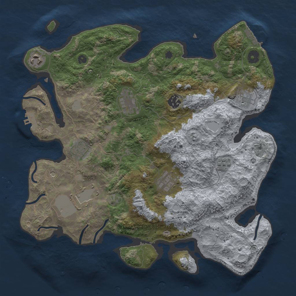 Rust Map: Procedural Map, Size: 3500, Seed: 17819, 17 Monuments