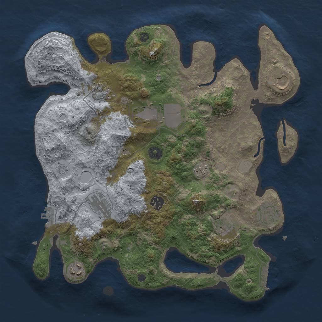 Rust Map: Procedural Map, Size: 3500, Seed: 88421045, 16 Monuments