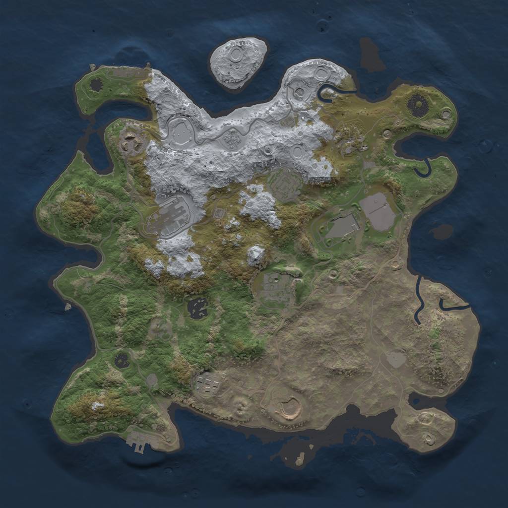 Rust Map: Procedural Map, Size: 3500, Seed: 55304930, 16 Monuments