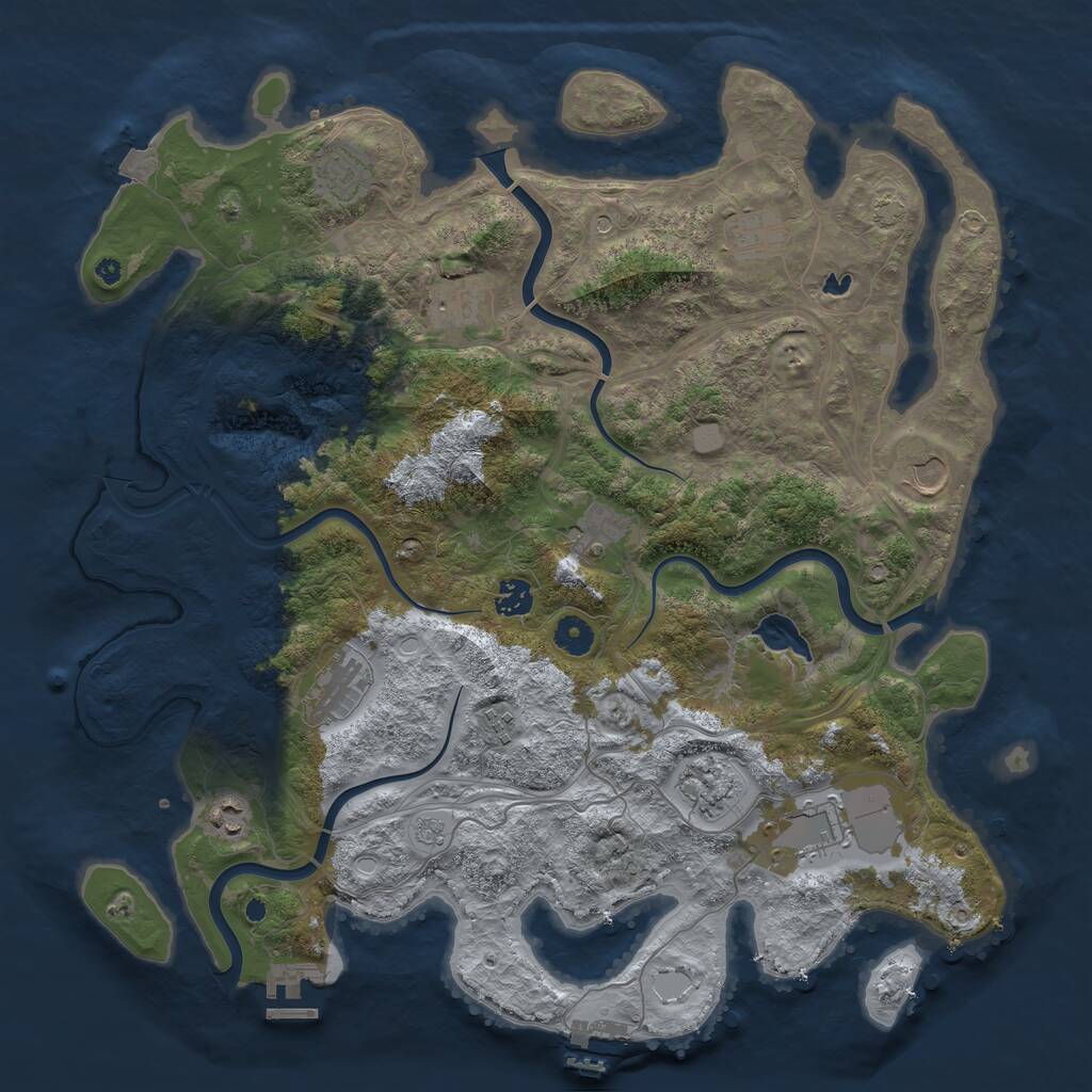 Rust Map: Procedural Map, Size: 4250, Seed: 675015202, 17 Monuments